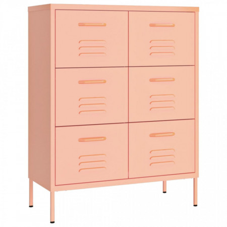 Dulap cu sertare, roz, 80x35x101,5 cm, oțel - V336148V