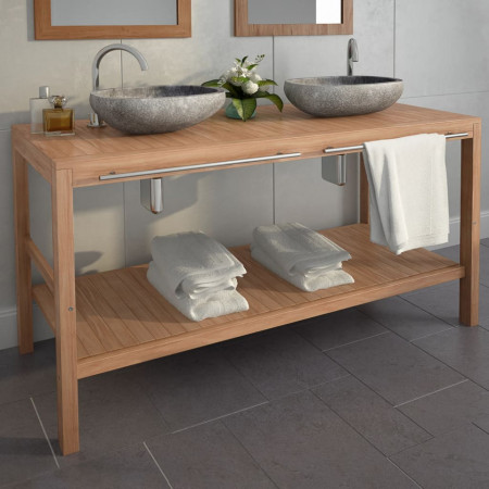 Dulap de chiuveta baie, lemn masiv de tec, 132 x 45 x 75 cm - V246493V