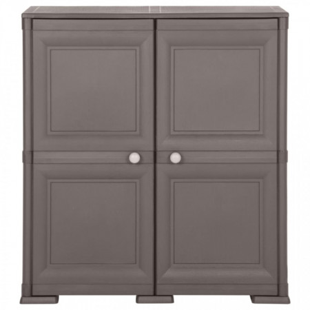 Dulap din plastic, 79x43x85,5 cm, gri, design de lemn - V340597V