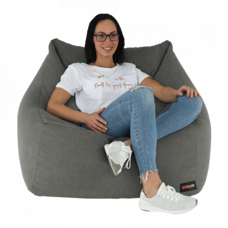 Fotoliu tip sac, material textil gri, 80x80x80 cm - TP258199
