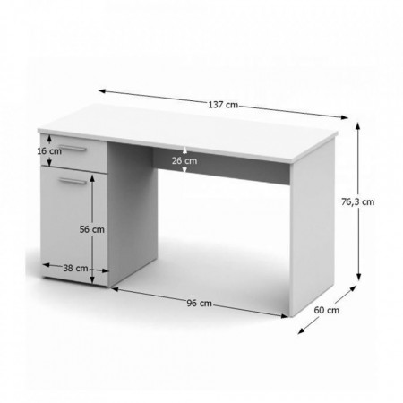 Masă de birou, albă - TP94882