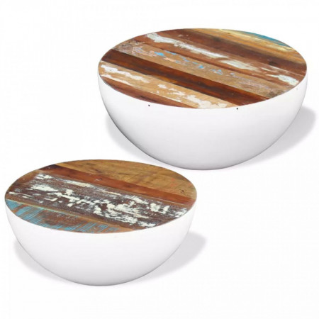 Masa de cafea din lemn reciclat de esenta tare, 2 buc. - V243351V