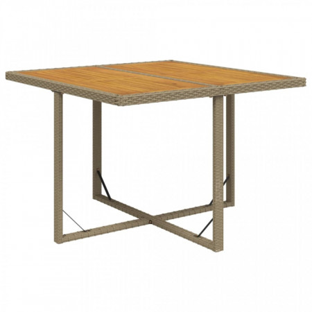 Masă grădină, bej, 109x107x74 cm, poliratan/ lemn masiv acacia - V316791V