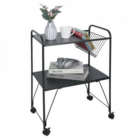 Măsuţă, masă mobilă, cu roţi, multifuncţională, neagră, 51x33x73 cm - TP288718