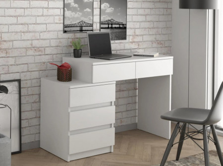 MBBIA2 - Birou 113 cm, Stanga/Dreapta, masa de calculator cu 5 sertare, office - Alb