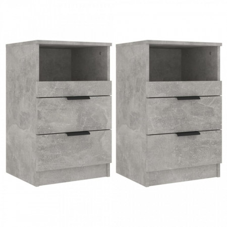 Noptiere, 2 buc., gri beton, lemn prelucrat - V811241V