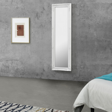 Oglinda de perete, 132 x 42 x 3,5 cm, lemn, alb - P70635185