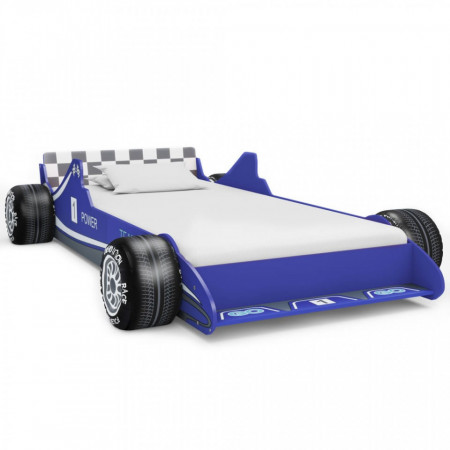 Pat pentru copii masina de curse, albastru, 90 x 200 cm - V245661V