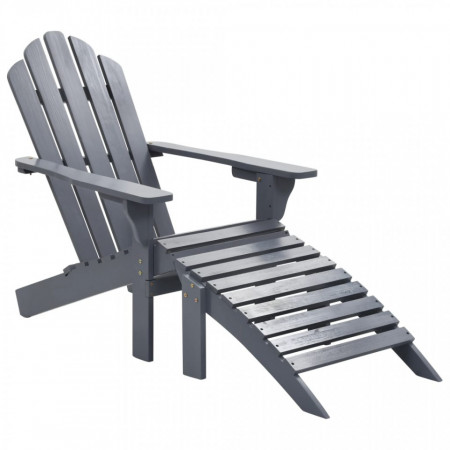 Scaun de gradina cu taburet, gri, lemn - V45700V