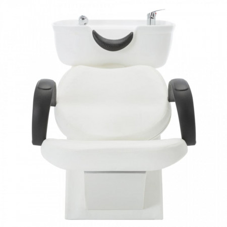 Scaun de spălare salon, cu lavoar, alb, piele ecologică - V110313V