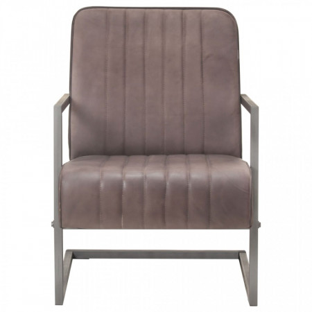 Scaun fotoliu tip consolă,.maro învechit, piele naturală - V321857V