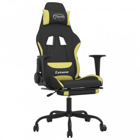 Scaun gaming masaj/suport picioare, negru/verde deschis textil - V345486V
