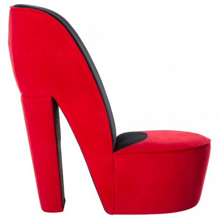 Scaun în formă de pantof cu toc, roșu, catifea - V248644V