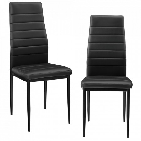 Scaune bucatarie, set 2 buc, piele sintetica, negru - P53102930
