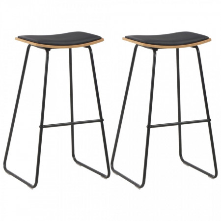 Scaune de bar, 2 buc., negru, piele ecologica - V280078V