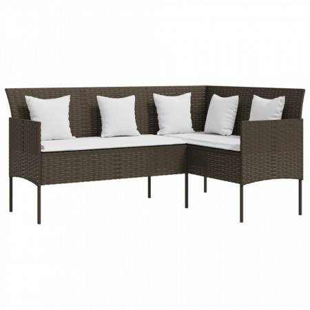 Set canapele de grădină, formă L, cu perne, maro, poliratan - V318583V
