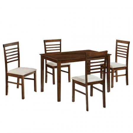 Set dining, culoarea nuc/material bej, 1+4 - TP189747