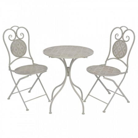 Set mobilier bistro, 3 piese, gri, otel - V43154V