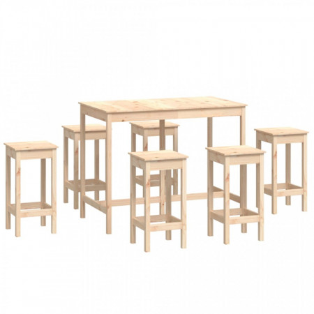 Set mobilier de bar, 7 piese, lemn masiv de pin - V3124707V