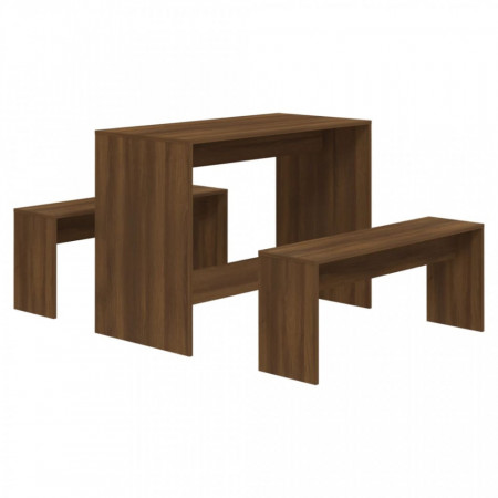 Set mobilier de bucătărie, 3 piese, maro, stejar, PAL - V812971V