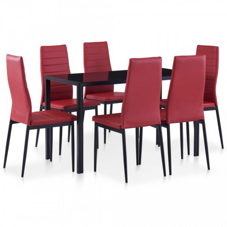 Set mobilier de bucatarie, 7 piese, rosu vin - V281700V