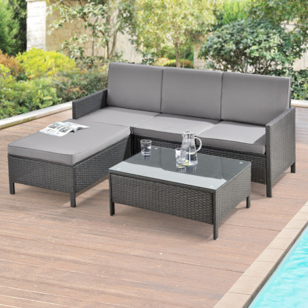 Set mobilier gradina, canapea, taburet, masa ratan sintetic - P73663582