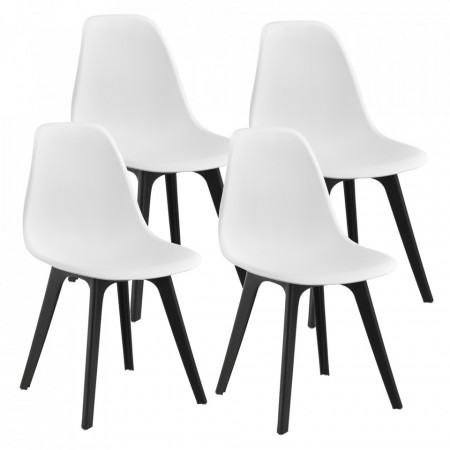 Set patru bucati scaune design Ava, 83 x 54 x 48 cm, plastic, alb/negru - P58616395