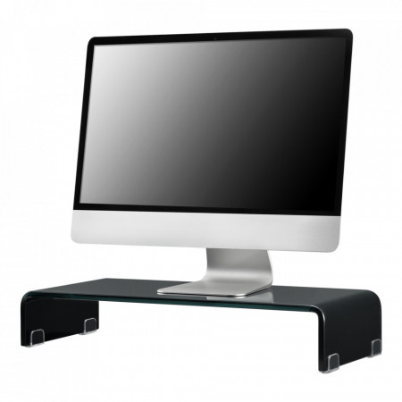 Suport pentru monitor Pretoria S60, 60 x 25 x 11 cm, sticla, negru lacuit - P70550048