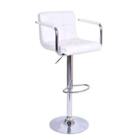 Taburet bar, piele ecologică albă / crom - TP233885