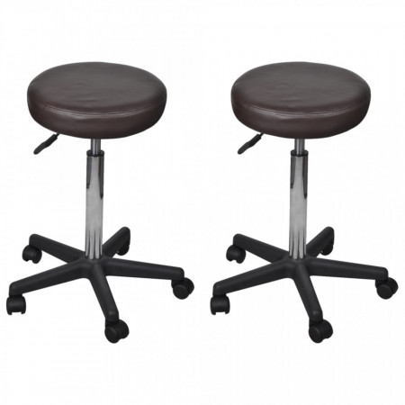 Taburete de birou, 2 buc., maro, 35,5x98 cm, piele ecologica - V277178V