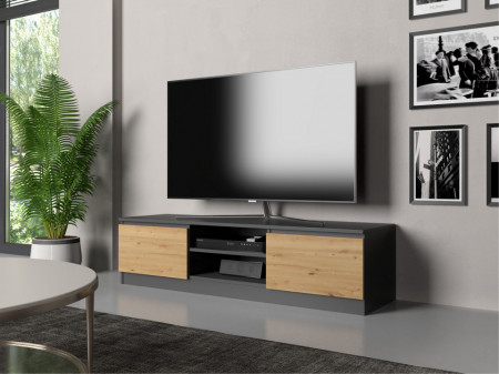 TECOTVAN-AR102 - Comoda TV, 140x 40 x 36 cm, Antracit-Stejar Artisan, PAL