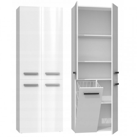 TEDUA107 - Dulap inalt baie, Alb-Lucios 60 x 30 x 174 cm, PAL