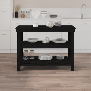 Banc de lucru, negru, 110,5x50x80 cm, lemn masiv pin - V823648V - Img 3