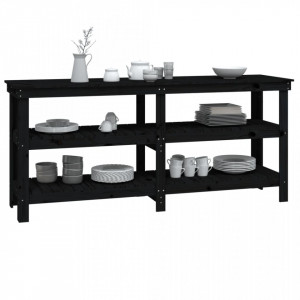Banc de lucru, negru, 181x50x80 cm, lemn masiv pin - V823658V - Img 4