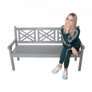 Bancă, băncuță de grădină, gri, 150 cm - TP277764 - Img 17