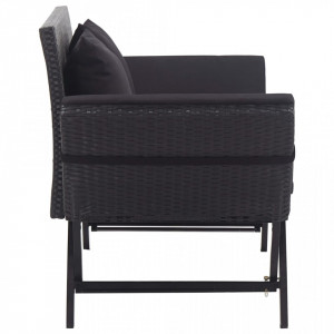 Banca de gradina cu perne, negru, 176 cm, poliratan - V46233V - Img 3
