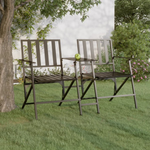Bancă de grădină pliabilă cu 2 locuri, negru, 137 cm, oțel - V318820V - Img 2