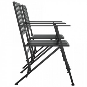 Bancă de grădină pliabilă cu 2 locuri, negru, 137 cm, oțel - V318820V - Img 4