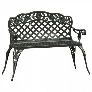 Bancă de grădină, verde, 108 cm, aluminiu turnat - V317741V