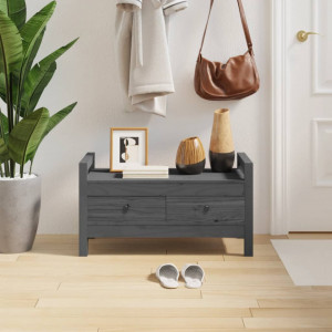Bancă de hol, gri, 80x40x43 cm, lemn masiv pin - V821786V - Img 2