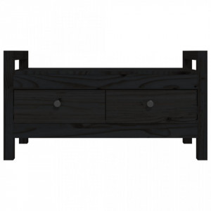 Bancă de hol, negru, 80x40x43 cm, lemn masiv pin - V821788V - Img 4
