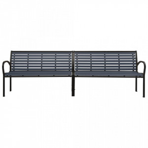 Bancă dublă de grădină, negru, 251 cm, oțel și WPC - V317127V - Img 3