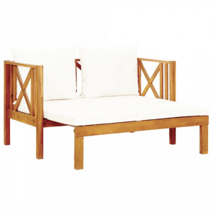 Bancă grădină cu 2 locuri & perne, 122 cm, lemn masiv acacia - V310307V - Img 3