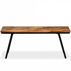 Banca, Lemn de tec reciclat si otel 110x35x45 cm - V245411V - Img 3