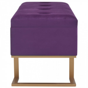 Bancheta cu un compartiment de depozitare violet 105cm catifea - V247572V - Img 4