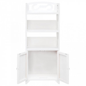 Bibliotecă, alb, 46x24x140 cm, lemn masiv de paulownia - V338505V - Img 4
