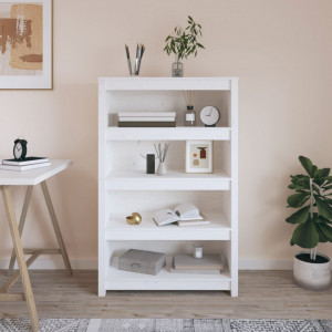 Bibliotecă, alb, 80x35x126 cm, lemn masiv de pin - V821685V - Img 2