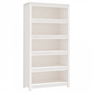 Bibliotecă, alb, 80x35x154 cm, lemn masiv de pin - V821690V