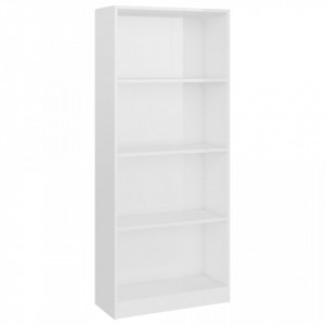 Biblioteca cu 4 rafturi, alb extralucios, 60 x 24 x 142 cm, PAL - V800879V - Img 2