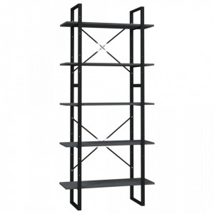 Bibliotecă cu 5 rafturi, gri, 80x30x175 cm, lemn de pin - V3081995V